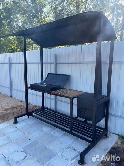 Мангал лофт с печью и крышей