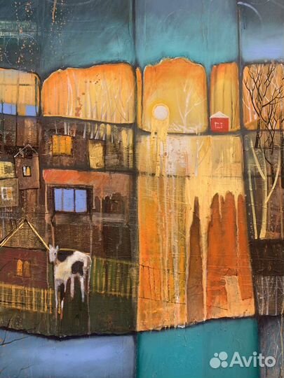 Картина маслом авторская работа абстрактный пейзаж