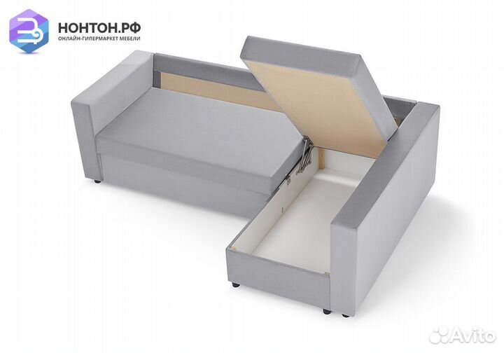 Диван угловой дельфин Мансберг лайт светло-серый