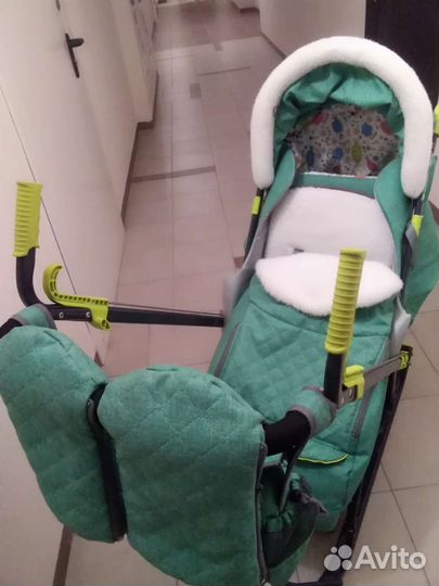 Детские санки коляска с колесами