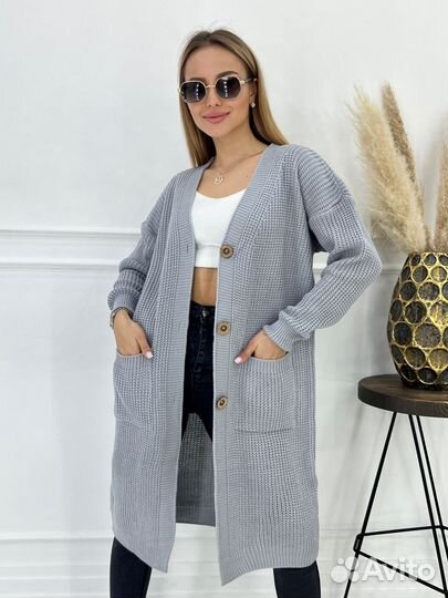 Кариган женский удлинённый связанный новый