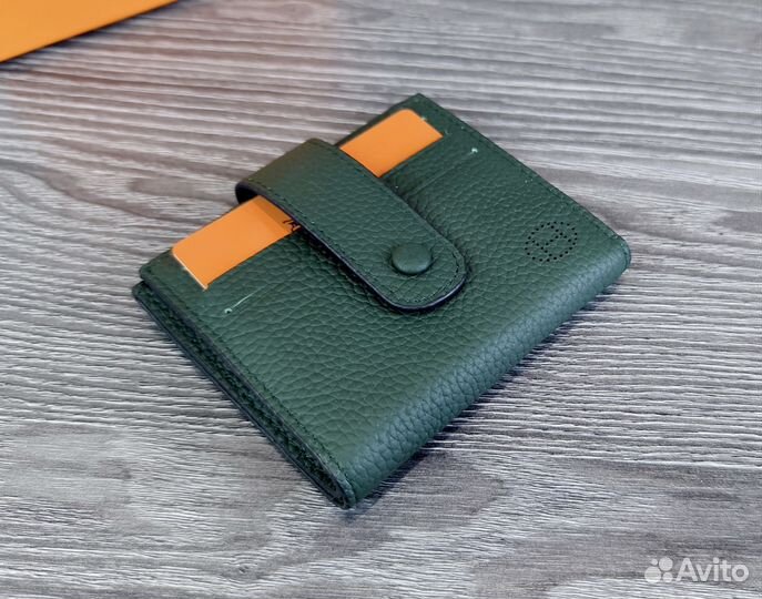 Кожаный кошелёк кардхолдер Hermes green новый lux