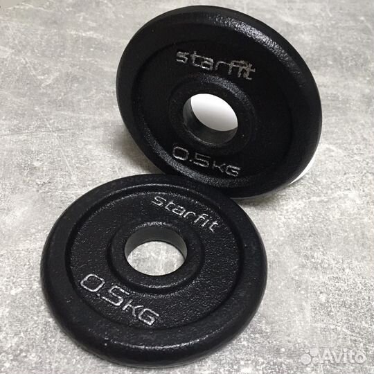 Блины 2*0,5 кг для гантелей штанги Starfit 26 мм