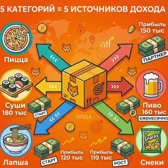 Франшиза доставки роллов, пицца + пиво