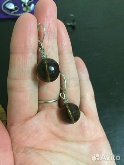 Серьги с раухтопазом