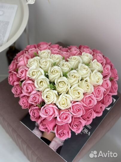 Букет сердце из мыльных роз