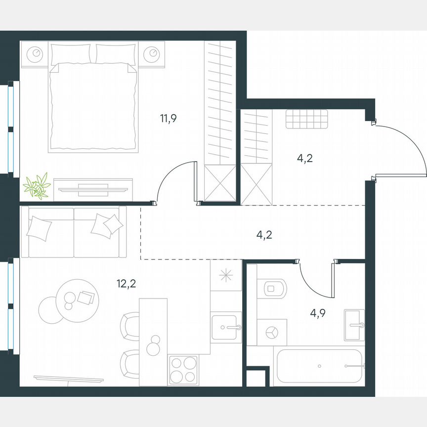 1-к. квартира, 37,4 м², 39/45 эт.