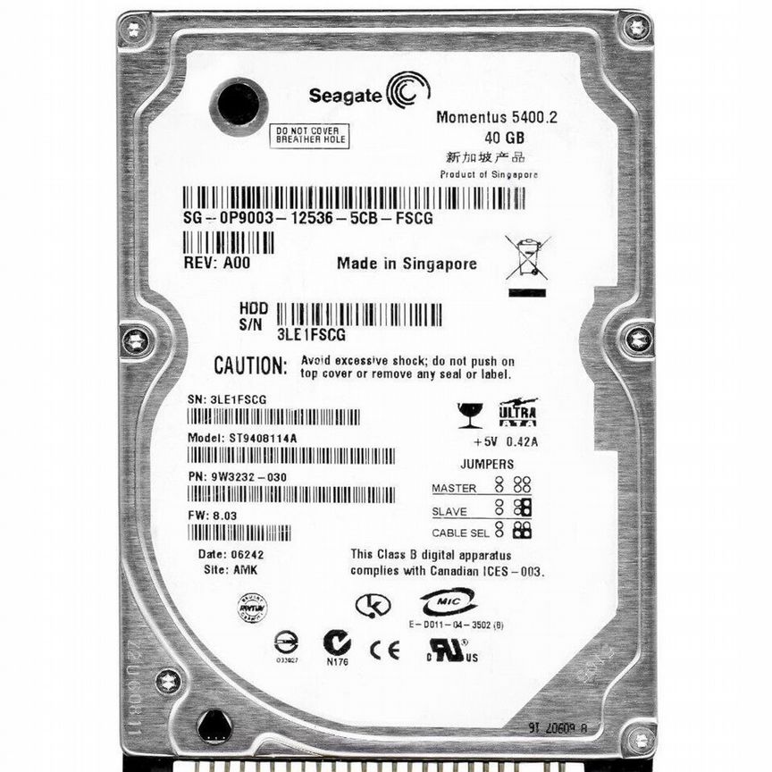 [ST9408114A] Жесткий Диск Seagate 40gb Ide 2,5 St9408114a