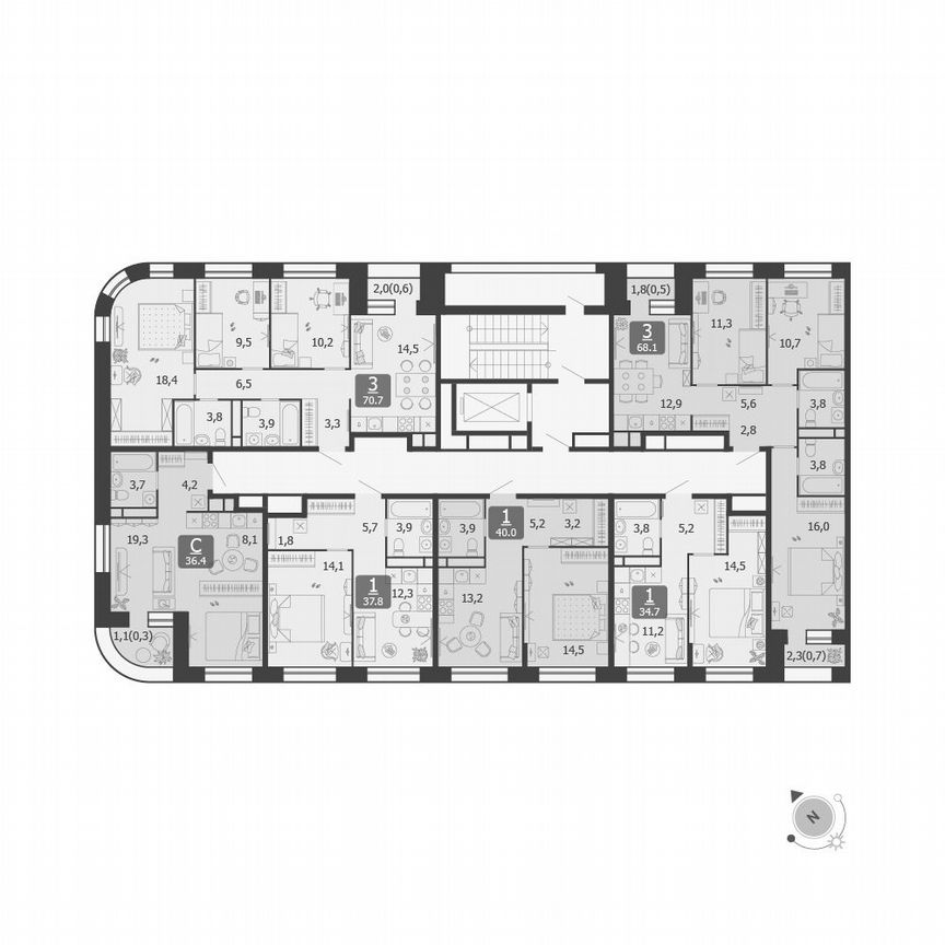 3-к. квартира, 68,1 м², 4/5 эт.