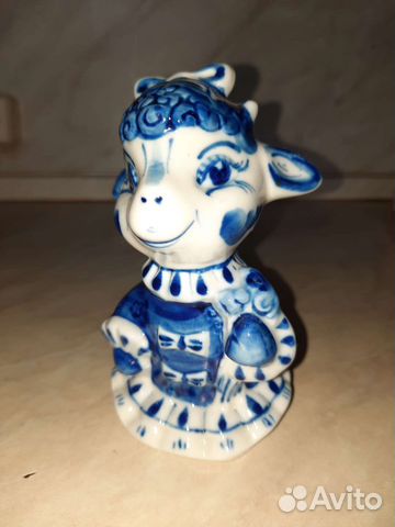 Гжель фигурка Коза авторская Козлик