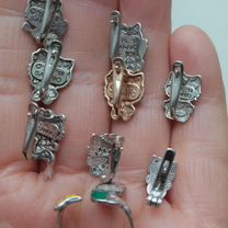 Серьги, колечко, Хелло Китти, серебро, эмаль