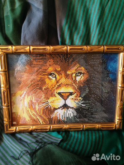 Картина Лев вышита чешским бисером имеется в налич