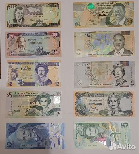 Банкноты стран Карибского моря