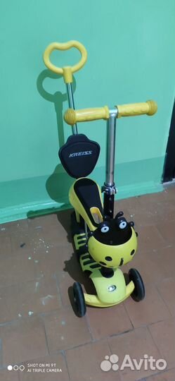 Самокат детский трехколесный с сиденьем