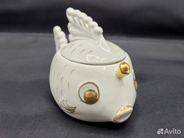 Сахарница шкатулка фарфор Золотая Рыбка Сысерть