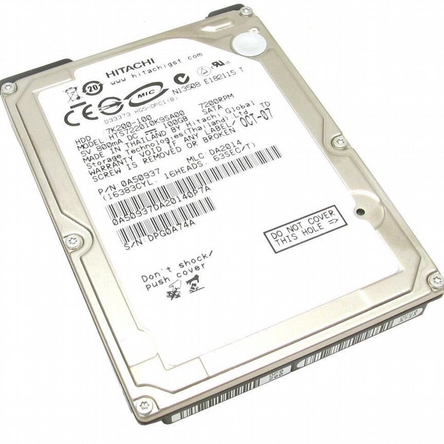 [HTS722010K9SA00] Жесткий Диск Hitachi 100gb Sata Hts722010k9sa00