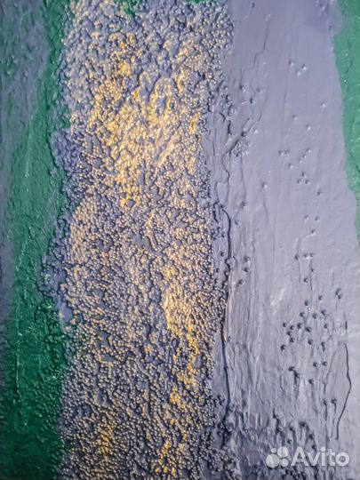 Интерьерная картина абстракция синяя золото