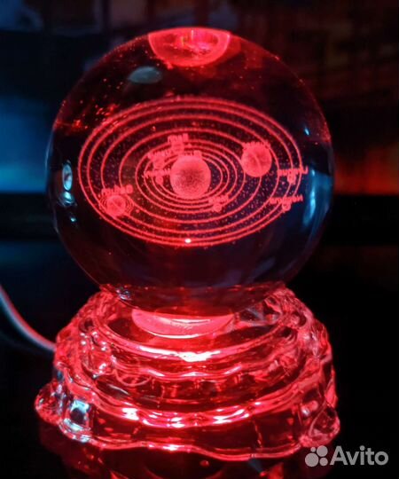 Светильник ночник Хрустальные 3D Шары 8см LED