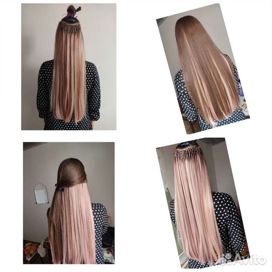 Точечное цветное афронаращивание волос