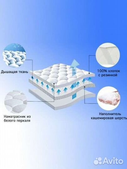 Наматрасник на 4 резинках кашемир, в ассортименте
