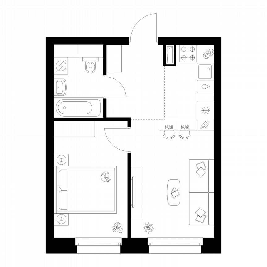 1-к. квартира, 34,6 м², 2/45 эт.