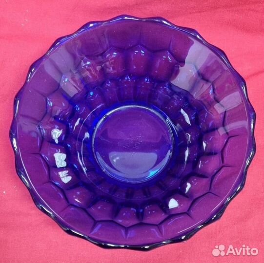 Салатник Фруктовница синее стекло винтаж СССР 70-е