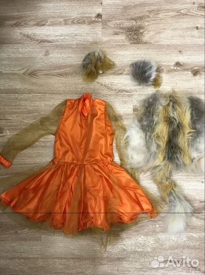 Костюм лисички на елку с натуральным мехом и хвост