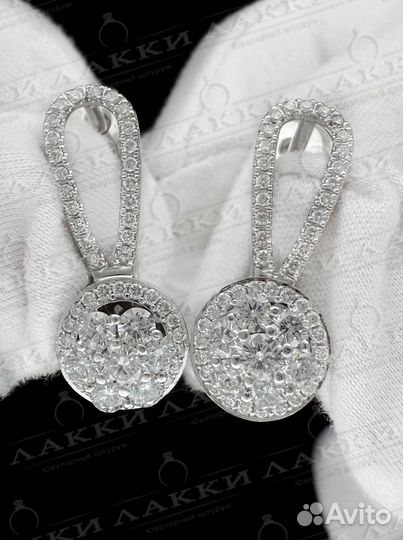 Золотые серьги с бриллиантами 585 / 7.99 гр