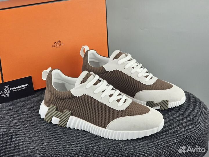 Кроссовки мужские Hermes Bouncing Brown White 45