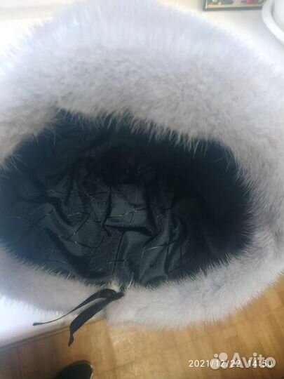 Шапка зимняя норка голубая