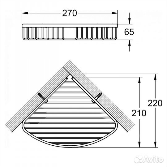 Полка угловая двойная, сатин (2 шт в уп.)