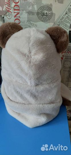 Плюшевая шапка 3 в 1,перчатки-лапки