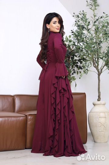 Нарядное шифоновое платье в пол. Длинное платье