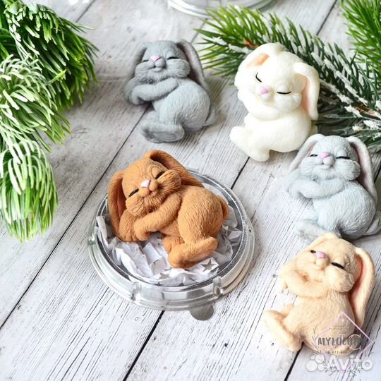 Зайчик в мини-куполе. Мыло ручной работы