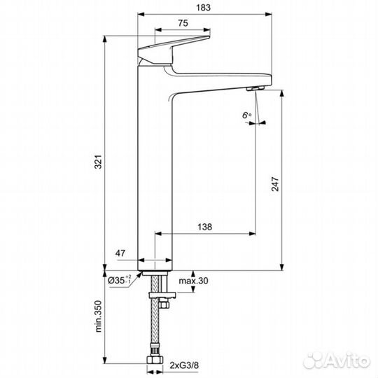 Смеситель Ideal standard BD236AA ceraplan Vessel д