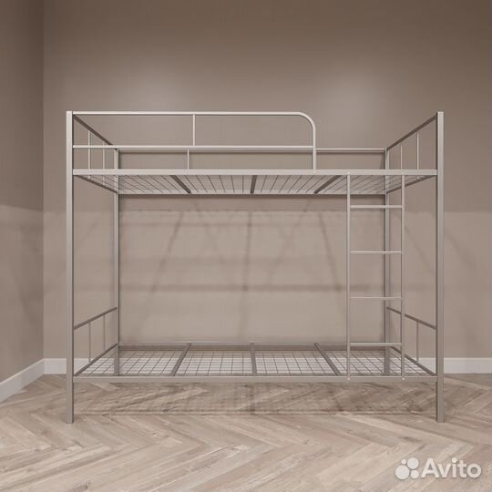 Двухъярусная кровать металлическая, серая