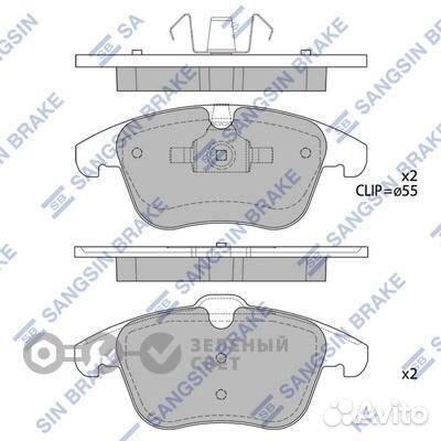 Sangsin brake SP2101F Колодки тормозные передние f