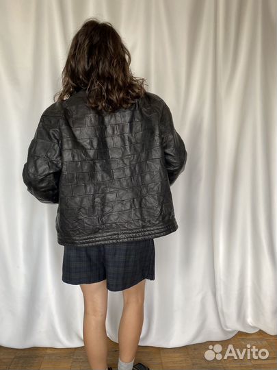 Кожаная куртка бомбер винтаж y2k