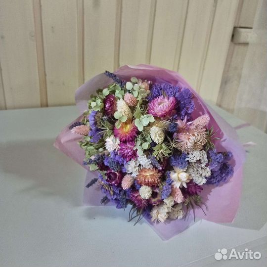 Букет цветы сухоцветы композиция из сухоцветов