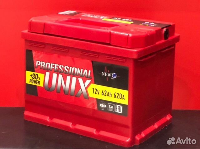 Аккумулятор Unix 62 Ah (прям.пол)