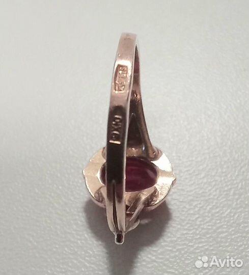 Серебряное кольцо с корундом позолота СССР