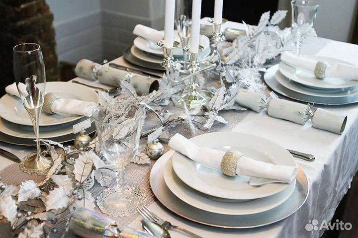 Новогодние салфетки серебро для украшения