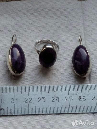 Тройка - серьги, кольцо 18.5