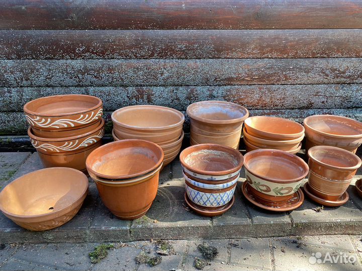 Горшки цветочные, керамика, много
