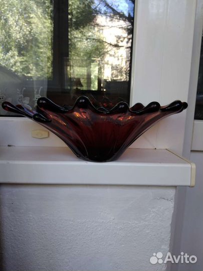 Ваза для фруктов чешское стекло