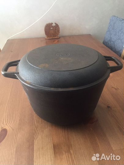Новая чугунная кастрюля сковорода 6л