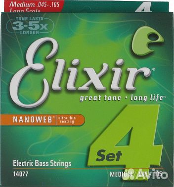 Elixir 14077 Nanoweb Комплект струн для бас-гитары
