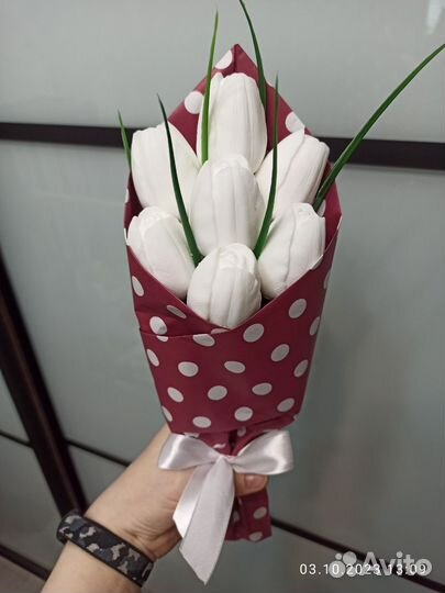 Букеты из мыла (7 тюльпанов)