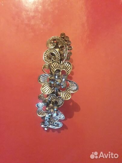 Заколка для волос металлическая, цветы