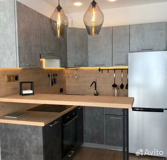 Серый кухонный гарнитур на заказ цена за всё